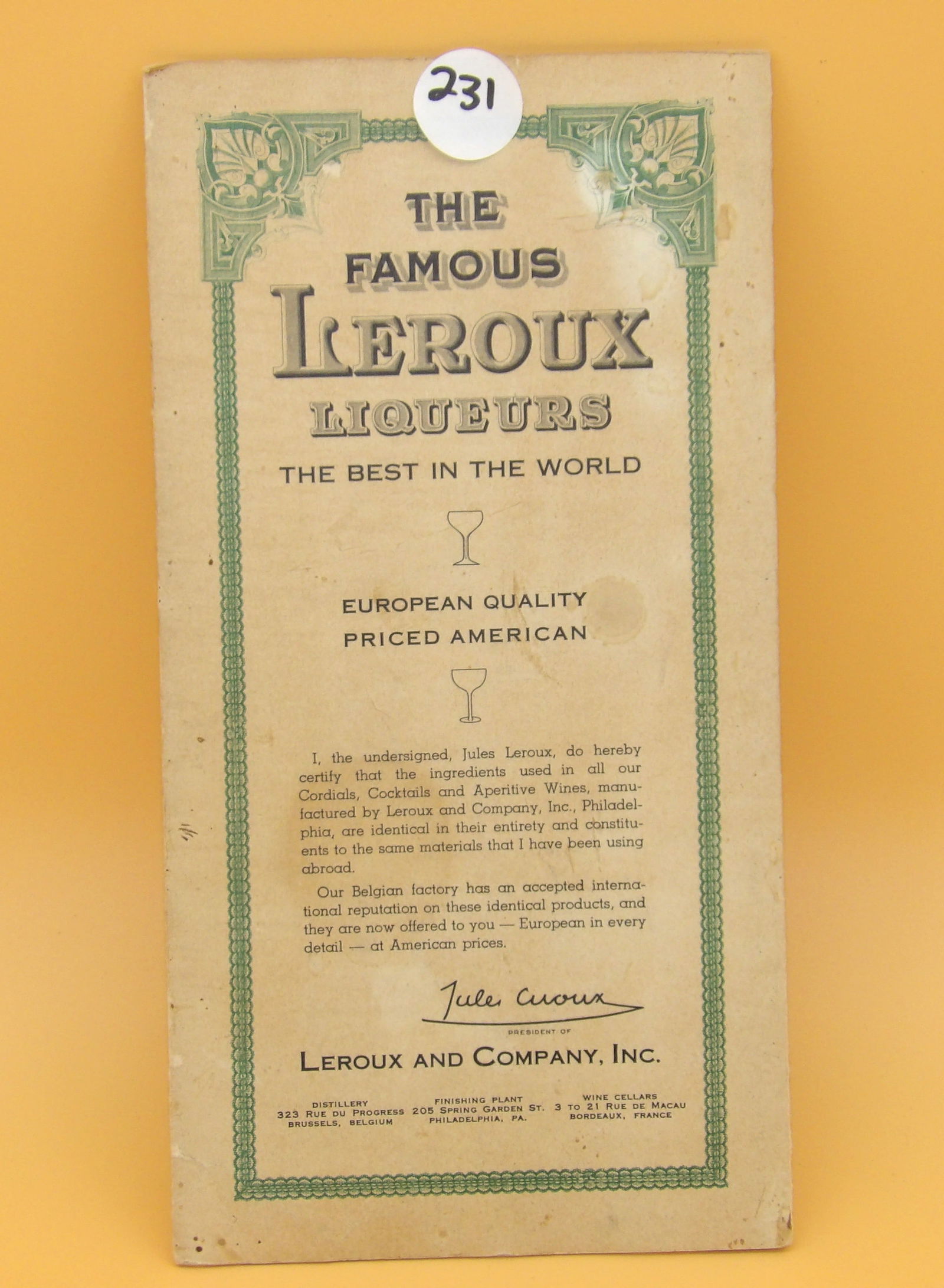 Leroux's Liqueurs Cocktail Chart / Pamphlet & Newspaper Clippings (1 of 3)
