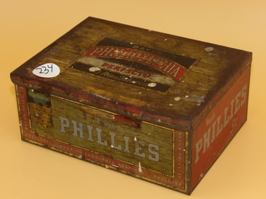 Phillies 'Perfecto' Tin Cigar Box & (7) Books of Quigley Cigar Order Sheets