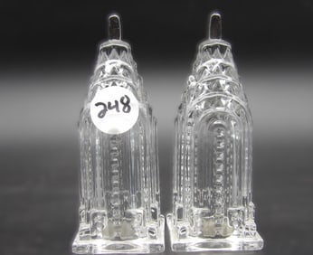 Shannon Crytsal Hi-Rise Empire State Building Salt & Pepper Shakers (?)