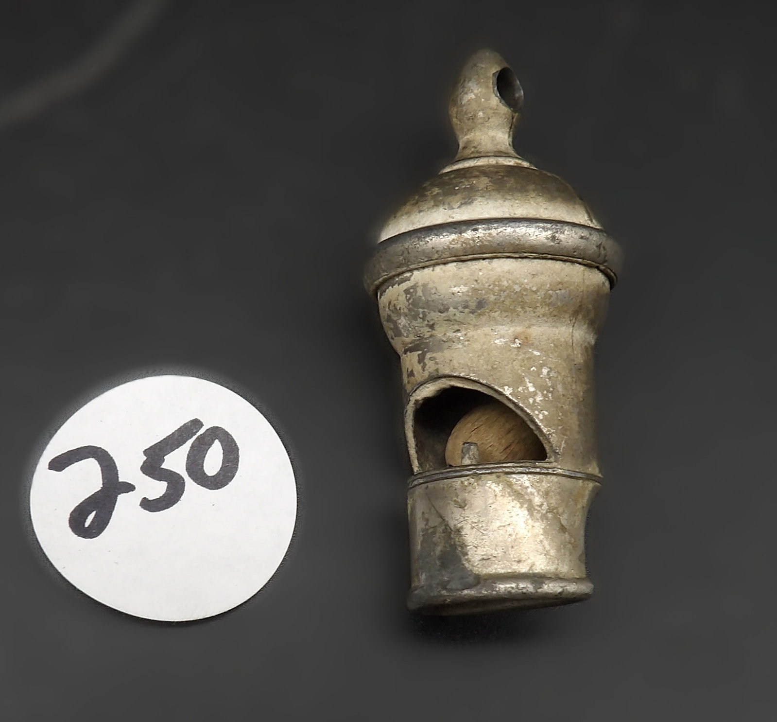 Civil War Era Alarm Whistle: This vintage military march / alarm whistle is believed to be from the Civil War era. Measures 2" x 1"