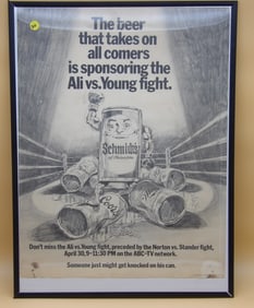 Framed Schmidt's Beer - Ali VS Young Boxing Match Advertisement Poster