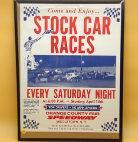 Stock Car Races at Orange County Speedway Framed Poster