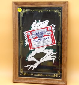 Budweiser Frog Advertising Mirror - 1980's