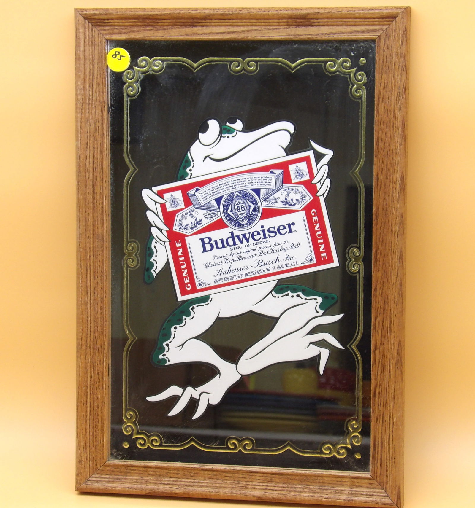 Budweiser Frog Advertising Mirror - 1980's (1 of 2)