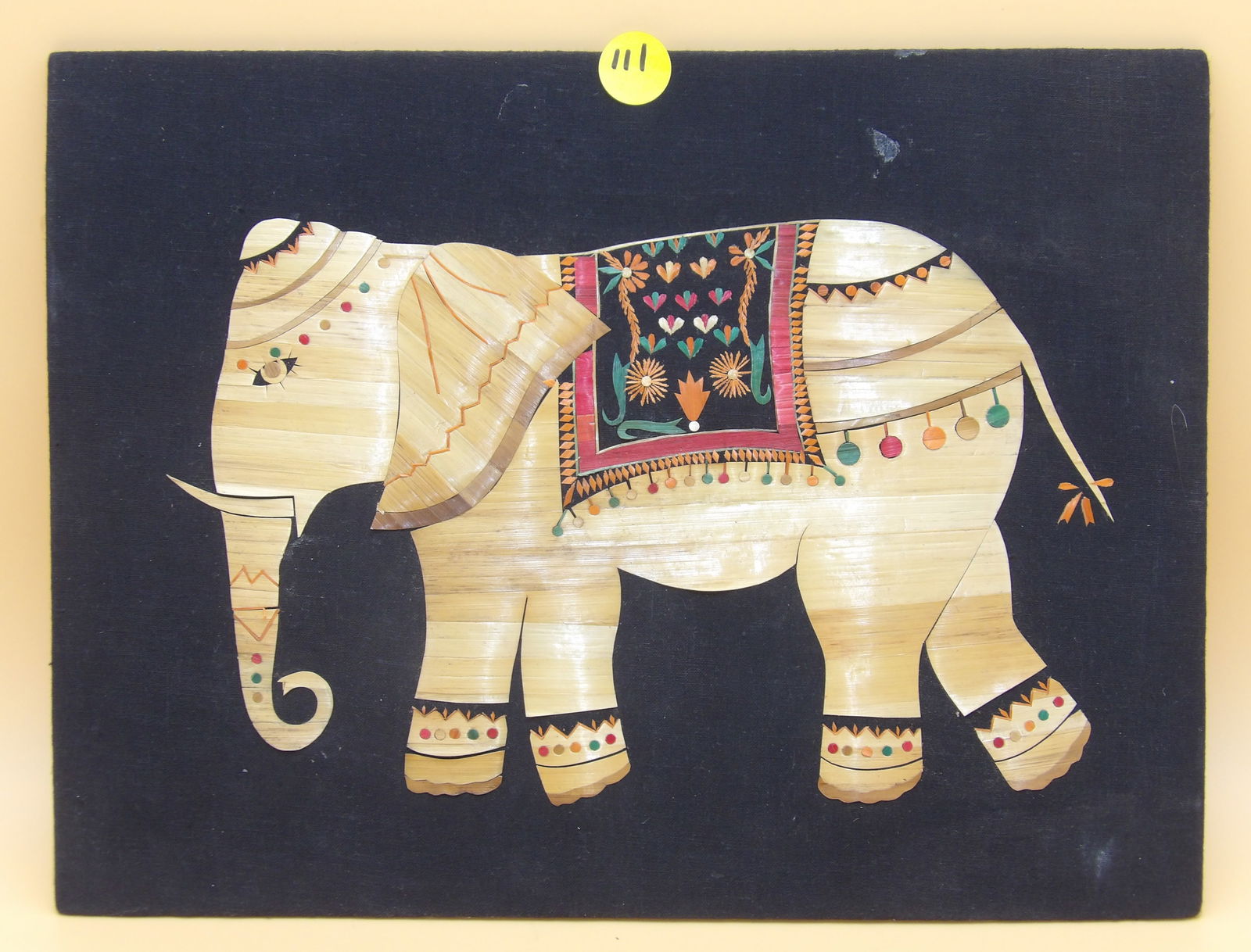 Wheat Straw Elephant Art / Bangladesh: This stylish wheat-straw elephant art piece was handmade by Bangledeshi women. Mid 20th Century. Measures: 12" x 9"