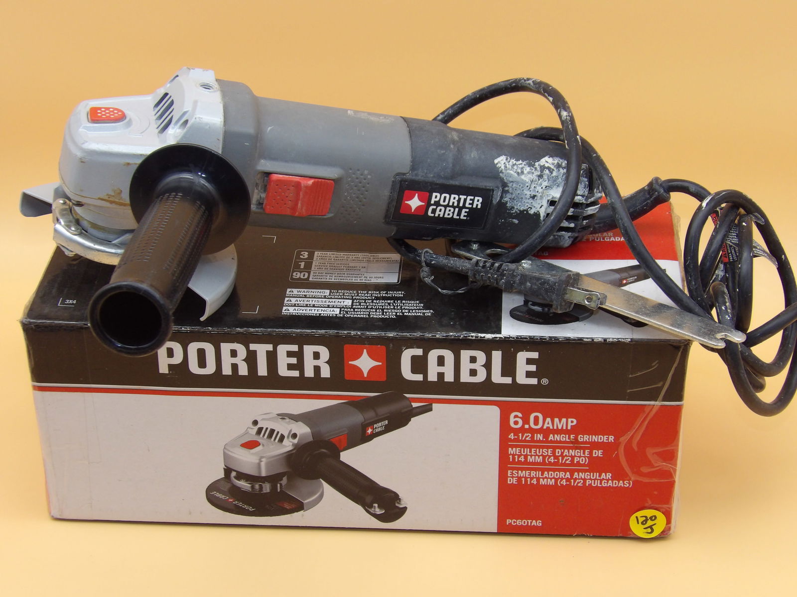 Porter-Cable 6 Amp Angle Grinder: This Porter-Cable angle-grinder comes in the box.