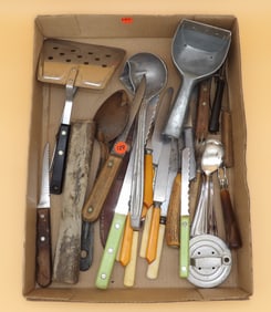 Vintage Kitchen Utensils (including sharpening stone)