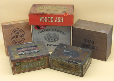 6 Cigar Boxes - Phillies, White Ash, more