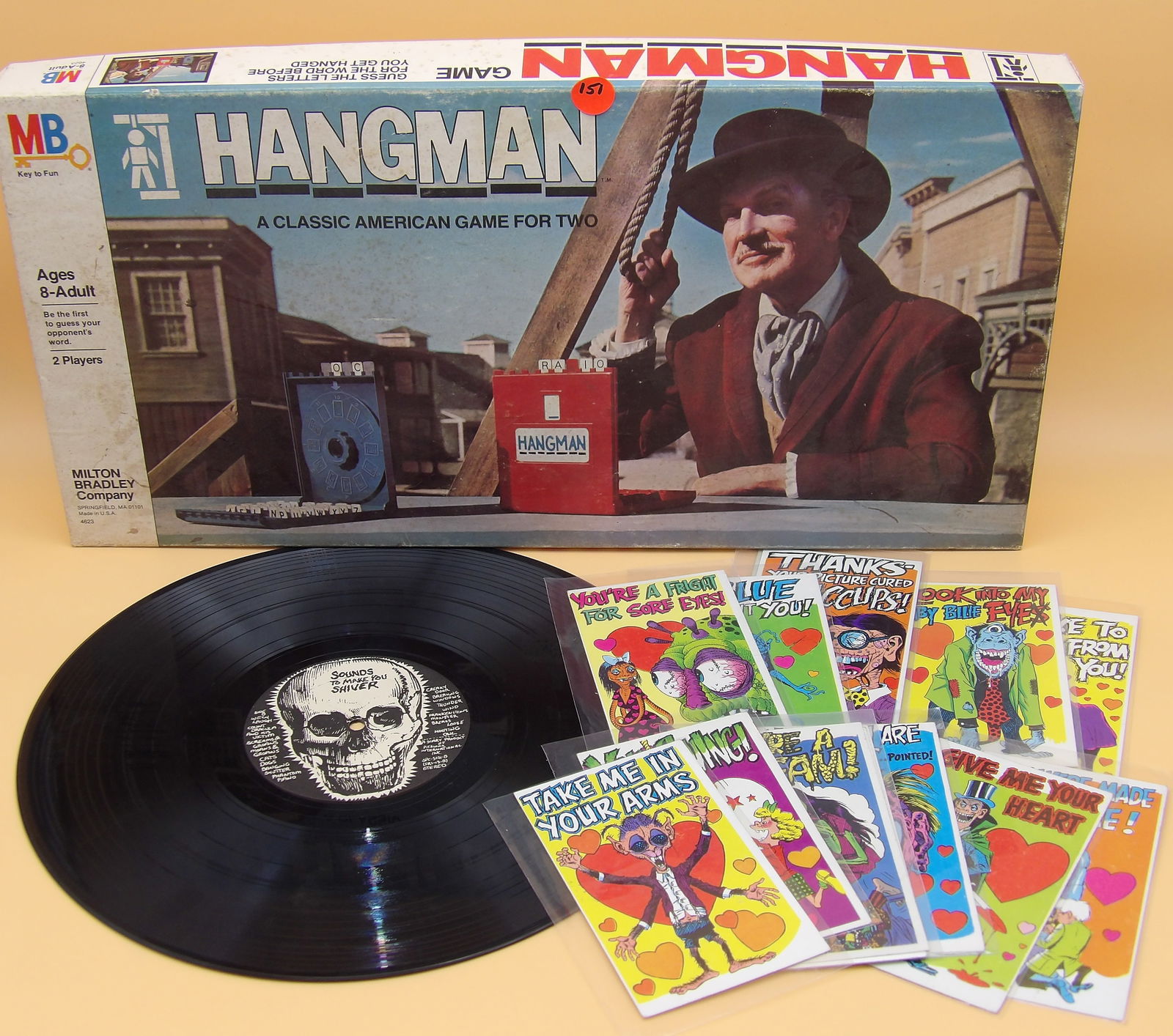 Vincent Price Hang Man Game, Monster Insult Postcards (12), and 'Sounds To Make You Shiver' Vinyl (1 of 1)