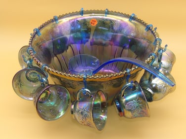 Indiana Glass Princess Punch Set - Iridescent Blue