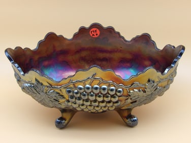 Northwood Grape & Cable Amethyst Footed Banana Bowl,