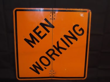 "Men Working" Folding Metal Sign