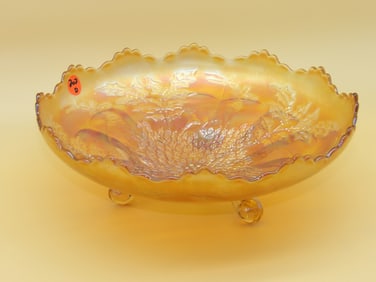 Fenton Marigold Stem & Holly Footed Bowl