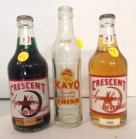Crescent Grape, Crescent Cream Soda, Kayo Glass Bottles (3 pcs)