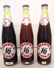 Triple Cola 16 oz Vintage Glass Bottles (3)