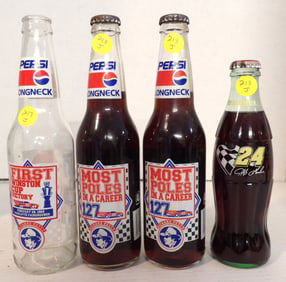 NASCAR Racing Pepsi / Coke Soda Glass Bottles (4)