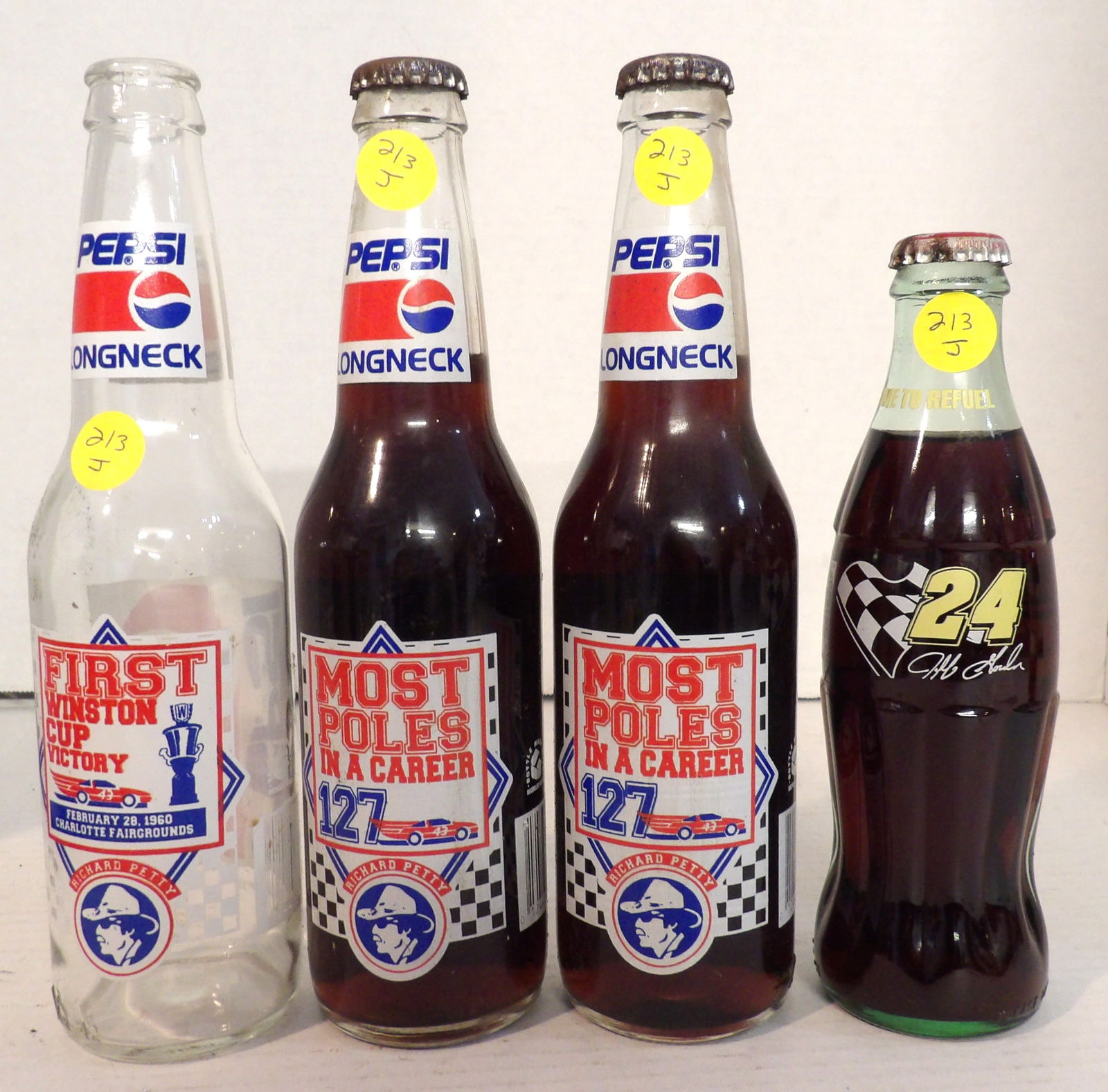 NASCAR Racing Pepsi / Coke Soda Glass Bottles (4) (1 of 3)