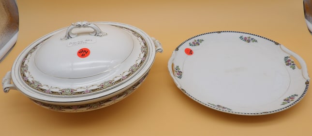 Johnson Brothers Tureen & Noritake Sheridan Handled Cake Plate