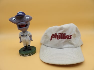 Phillies Texaco Hat & Camden River Sharks Bobble Head
