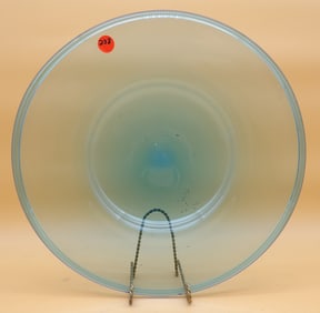 Hand Blown Clear Blue Glass Serving Dish / Tray