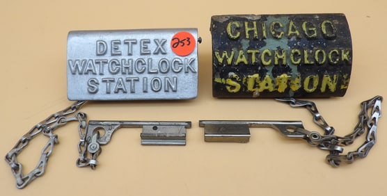 Chicago & Detex Watchclock Station Key Boxes (2)