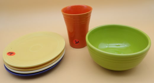 Fiestaware Plates (4), Bowl, Tumbler