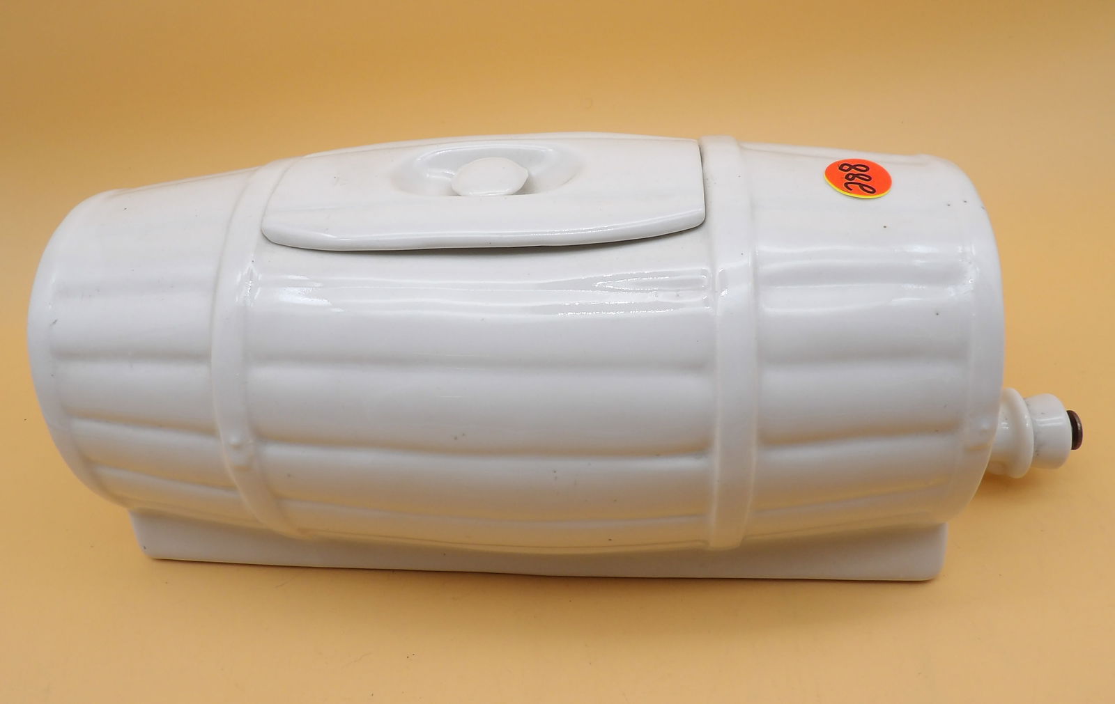 Coldspot Ceramic Rerigerator Barrel-Keg Dispenser: This 'Coldspot' ceramic refrigerator barrel-keg liquid dispenser measures 5" x 13" x 4.5". 1930's - 1950's.