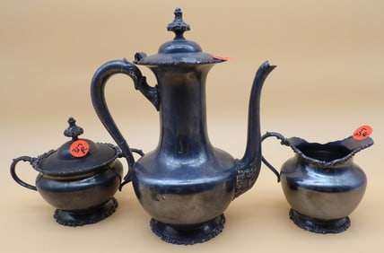 Van Bergh Quadruple Plated / Silver Plated Tea Set (3 pcs)