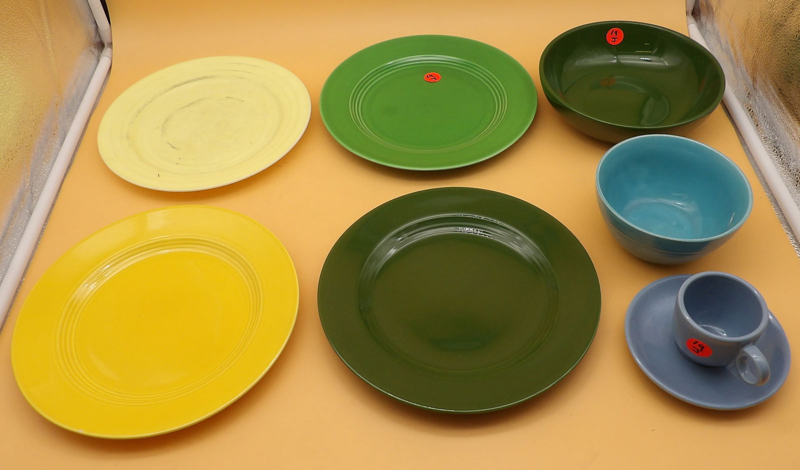 Homer Laughlin Harlequin Plates, Bowls, Espresso Cup & Saucer (8 pcs) (1 of 5)