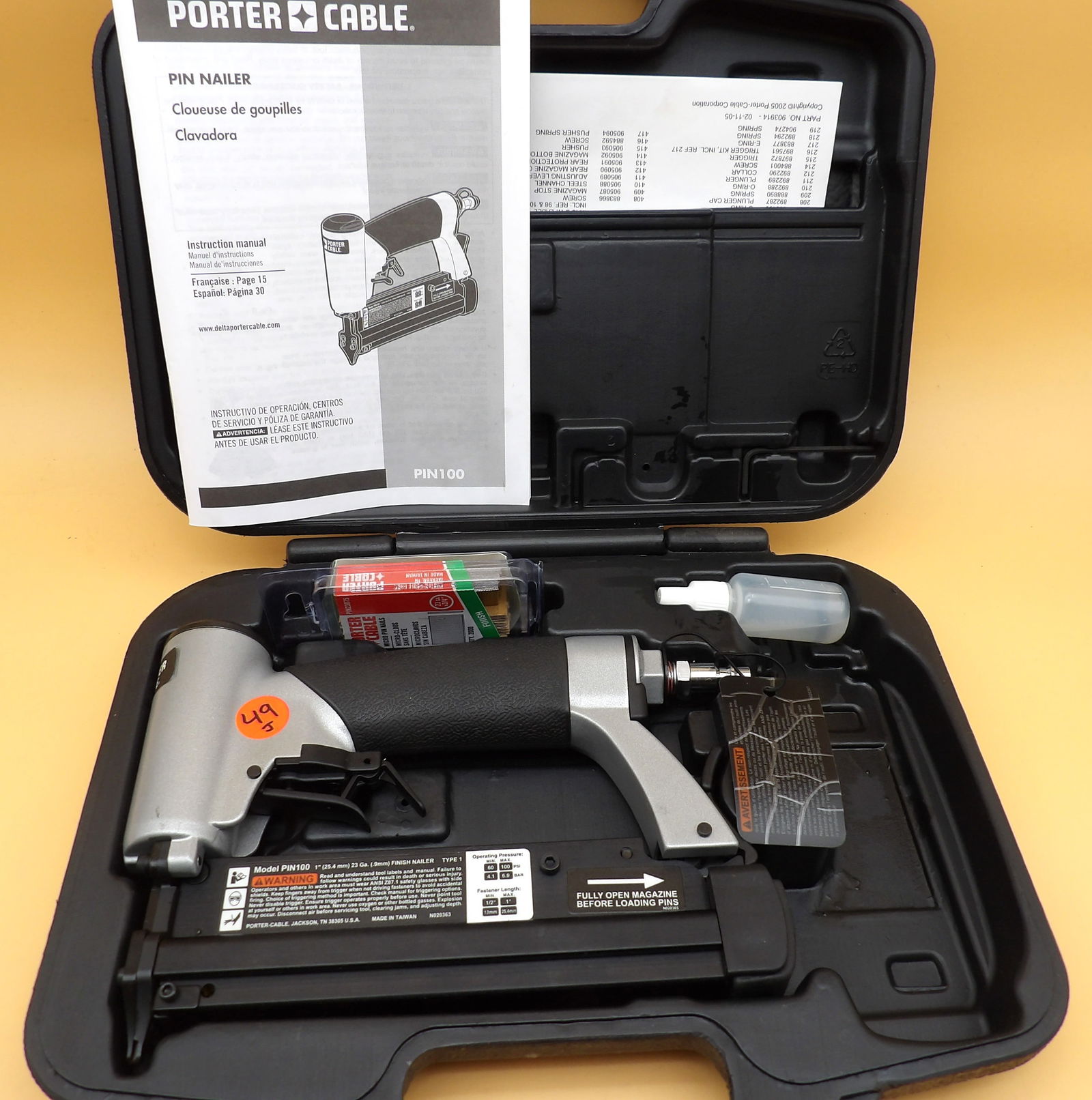 Porter Cable Pin / Finish Nailer (Model PIN100) (1 of 3)