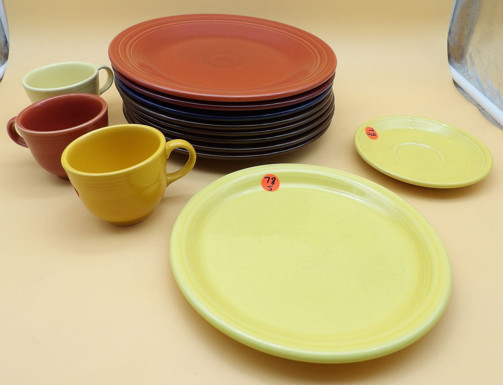 Fiestaware Plates, Saucer, Cups (13 pcs) (1 of 3)
