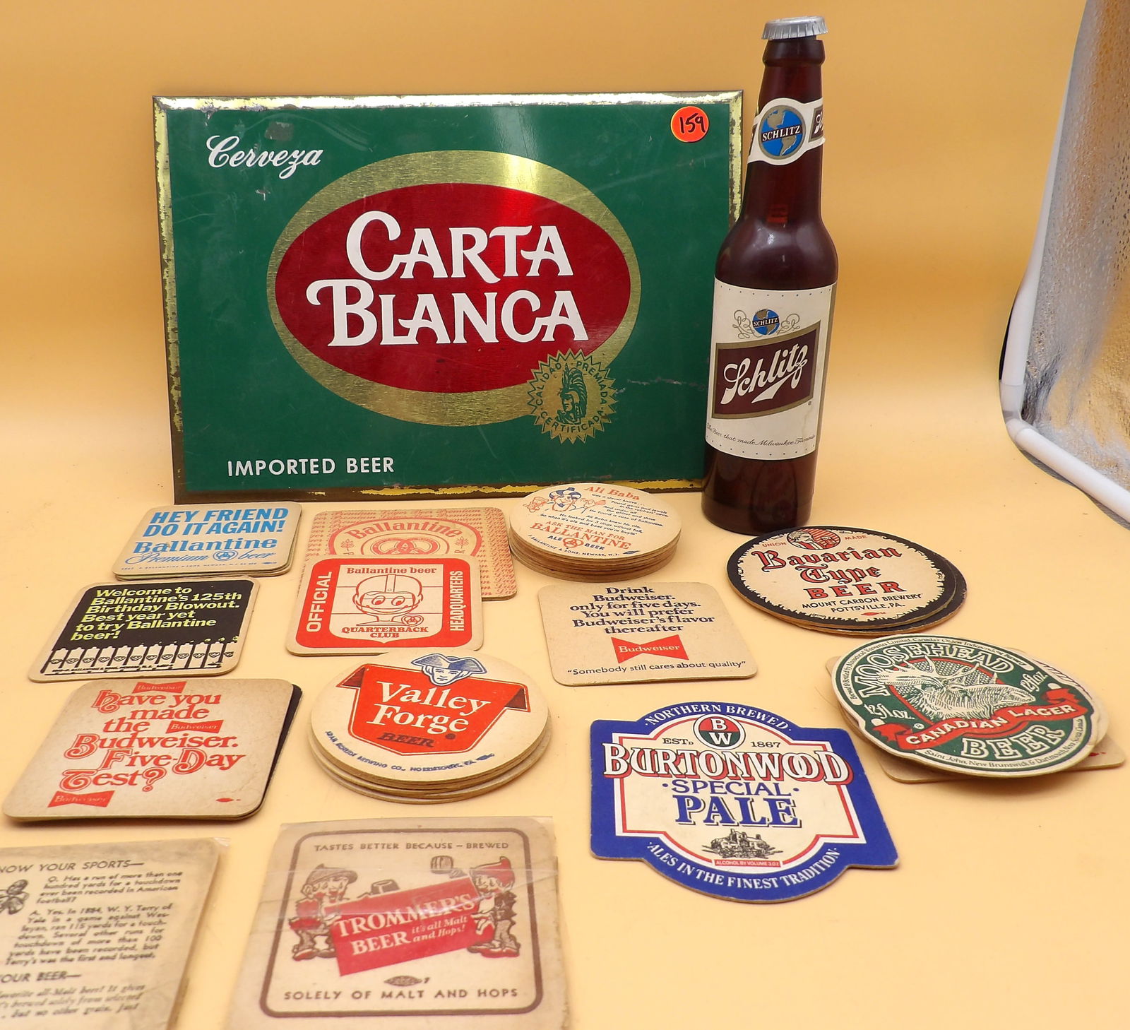 Schlitz Beer Flashlight, Carta Blanca Beer Sign, 35 Vintage Beer Coasters (1 of 5)