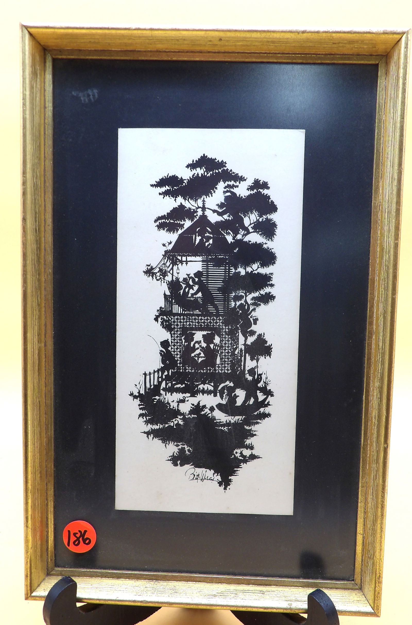 Framed Bjorn Winblad Silhouette Lithograph Print: This framed silhoutte lithograph print of "Summer" by Bjorn Winblad is part of the "Four Seasons" series. Measures 12" x 7.5"