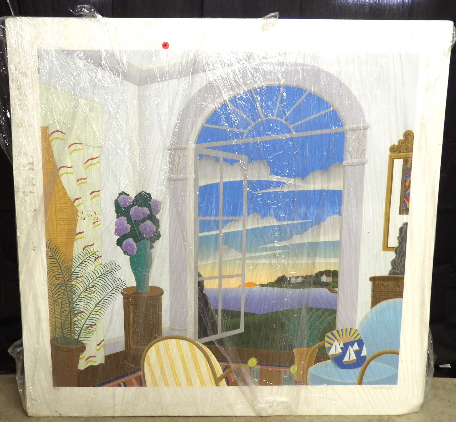 "Cocktails In Greenwich" McKnight Serigraph Print: This limited edition serigraph print of "Cocktails In Greenwich" by Thomas McKnight measures 42" x 43.5". NOTE: NO SHIPPING ON THIS ITEM