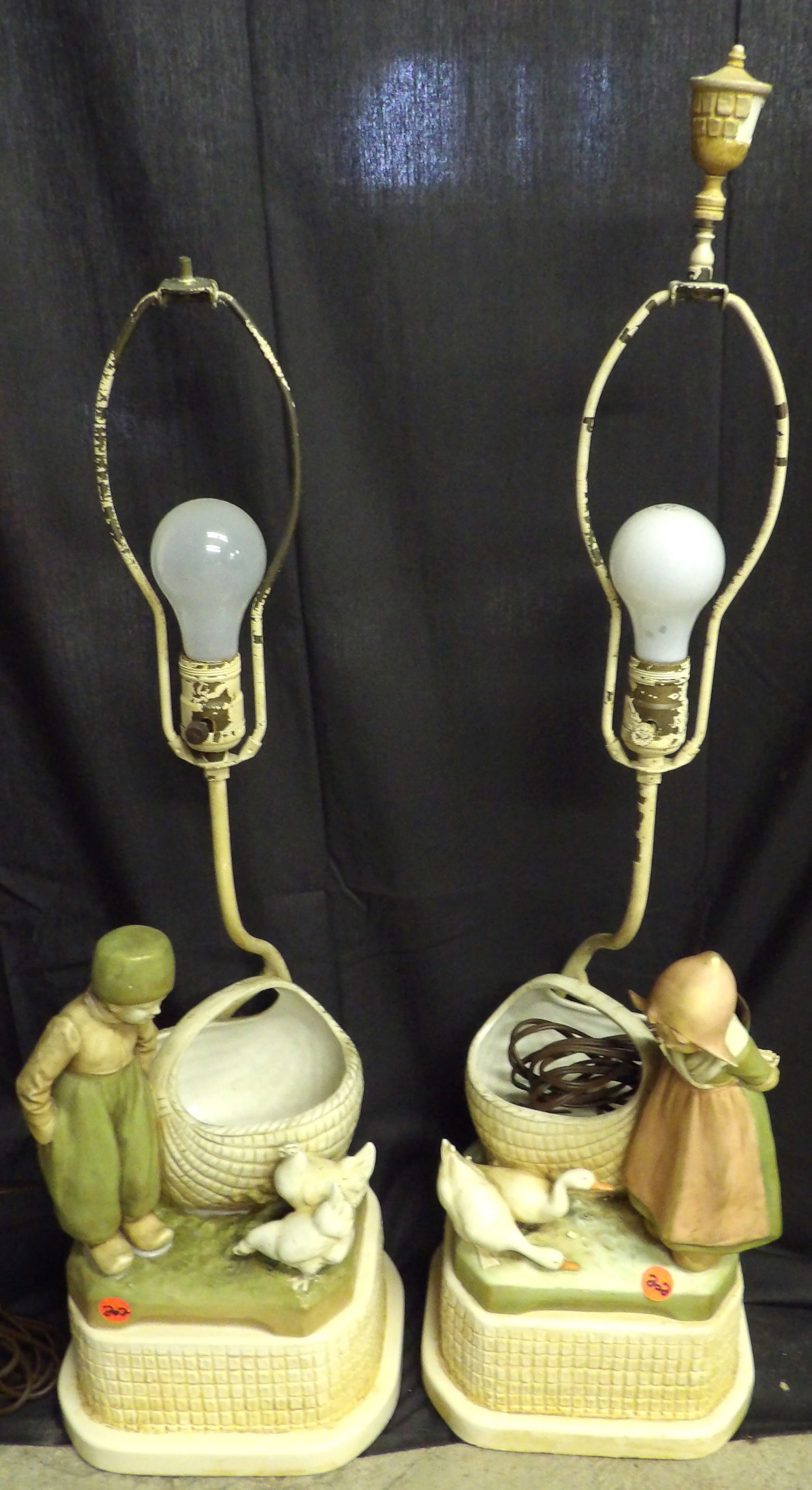 Royal Dux Porcelain Dutch Boy / Girl Lamps (1 of 3)