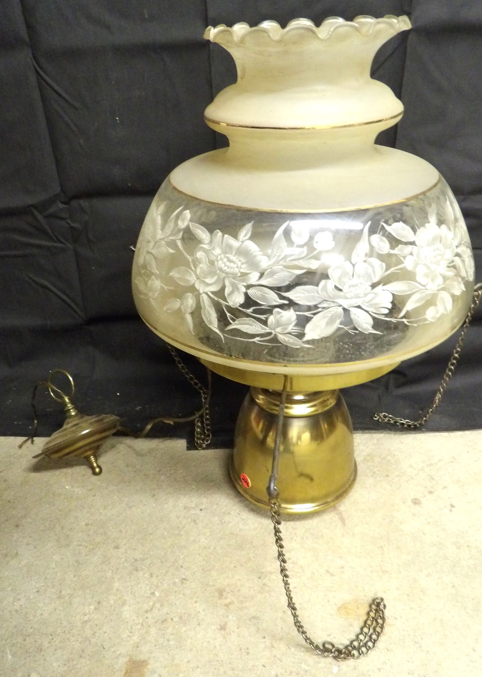 Brass Oil-style Electric Hanging Lamp (1 of 2)