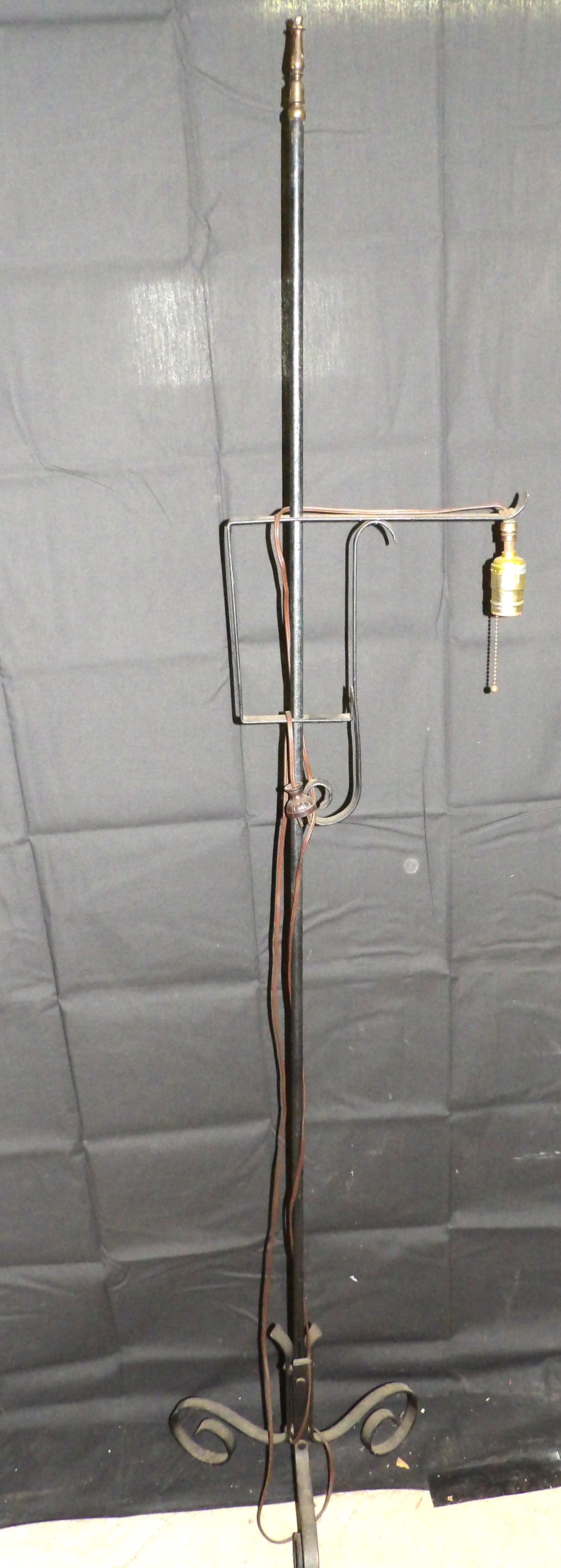 Standing Living Room Black Coated Metal Accent Lamp: This black metal standing accent lamp is as simple as they come in design, and with that, comes with it's durability. It has been affixed with newer fixture and wire while standing at a whopping 69" w