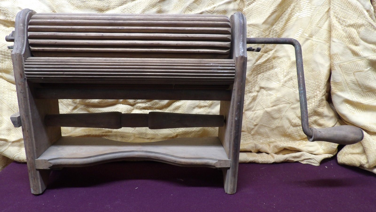 Antique Primitive Wooden Clothes Wringer - A.W. Jennings: This antique wooden clothes wringer was manufactured by A.W. Jennings, and features working crank handle action.Dimensions: 15" x 20"