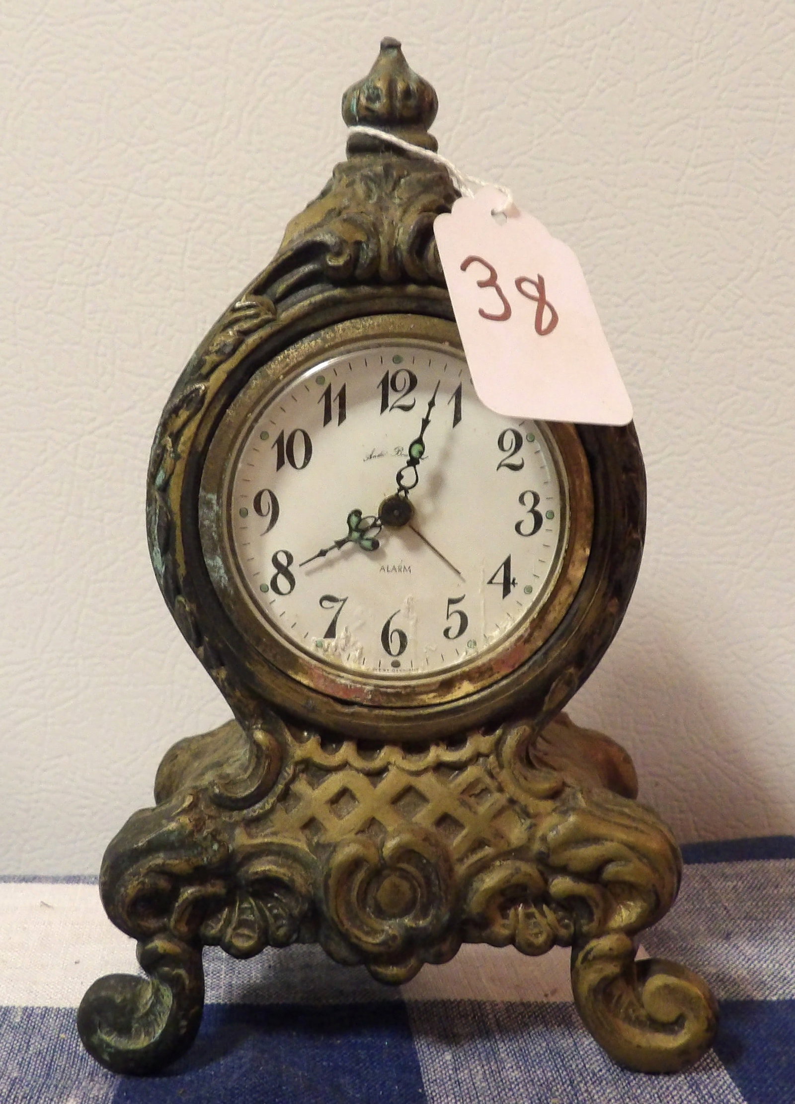 Andre Bouchard Mantle Clock: This Andre Bouchard Mantle Clock was made mid-century in West Germany. Measures 7" x 4" x 3"