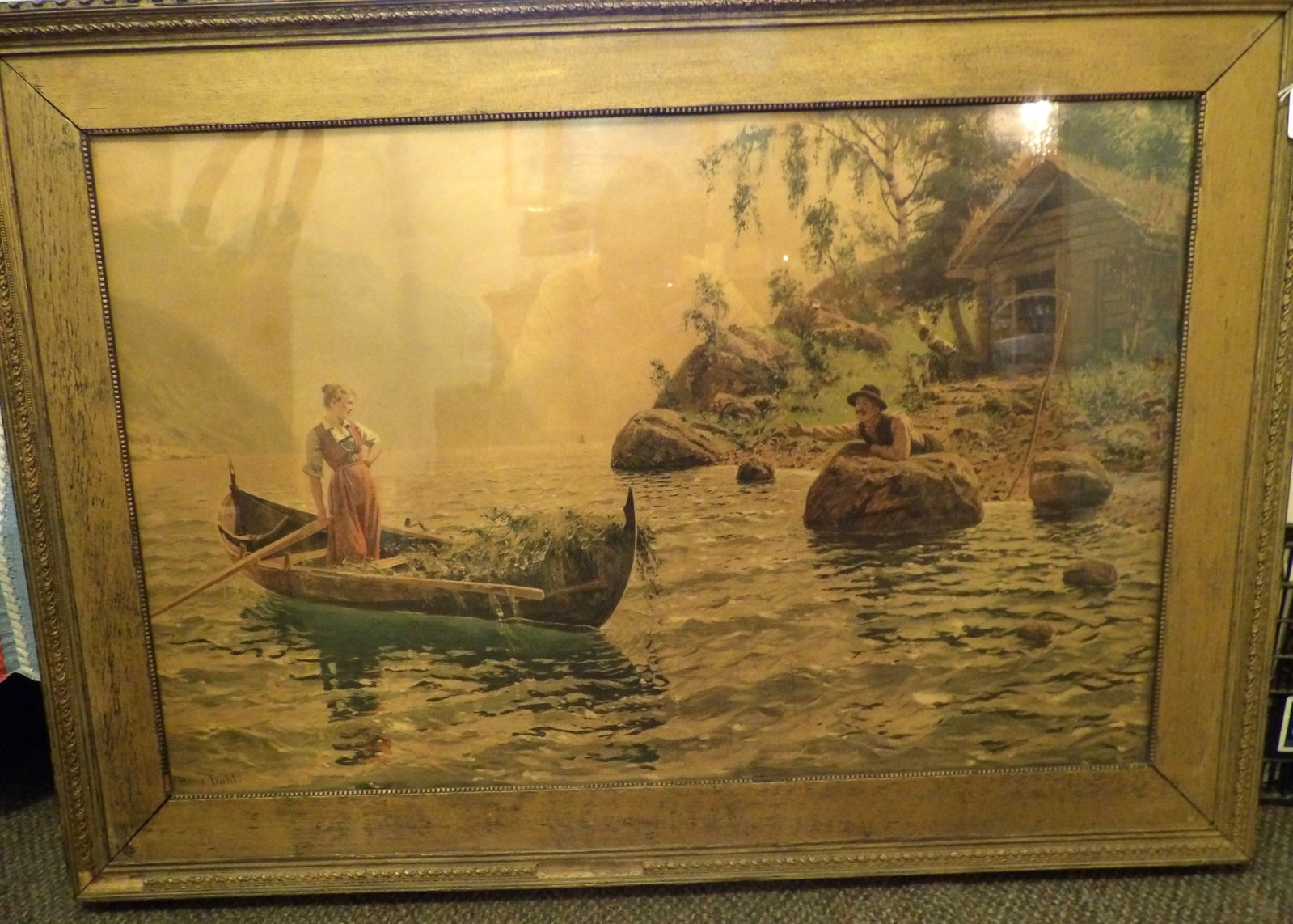 Holasset (The Hay Load) by Hans Dahl Framed Print: This "Holasset" (The Hay Load) by Hans Dahl print is in an ornate frame. Measures 30" x 42". *NO SHIPPING AVAILABLE FOR THIS ITEM - PICK UP ONLY