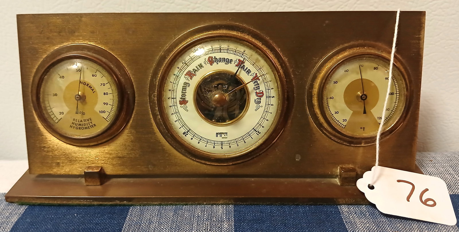 Hoffritz Brass Weather Station: This Hoffritz Brass Weather Station is made in Germany and measures 8.25" x 1.75" x 3.5"