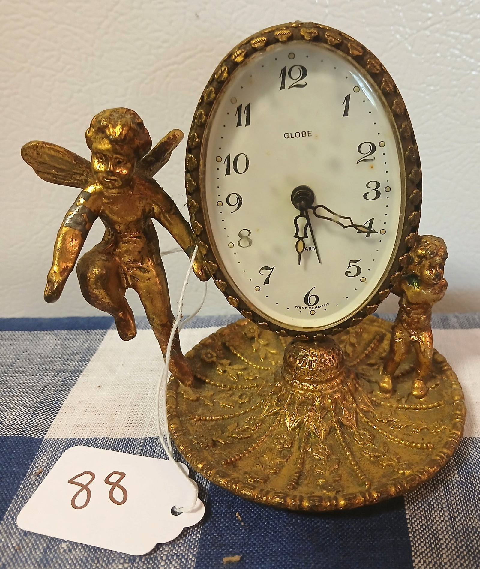 W. German Globe Brass Cherub Clock (1 of 3)