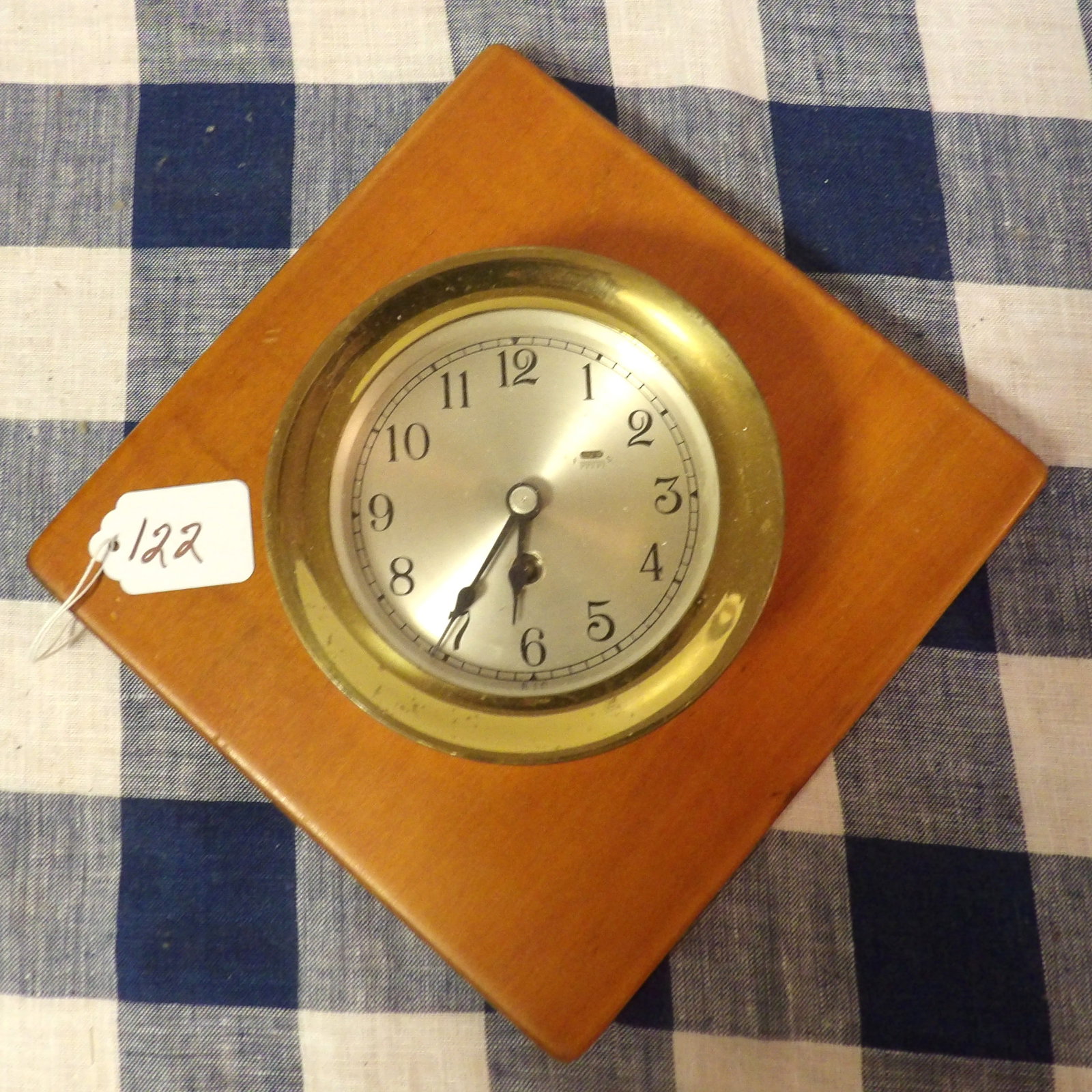 Wood Mounted Brass Ship's Clock (1 of 2)