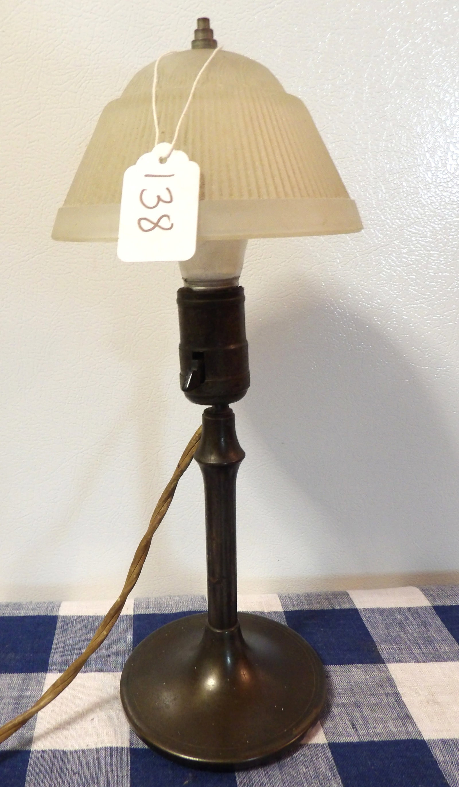 Table Lamp w/ Frosted Shade: This Table Lamp includes a Frosted Shade. Measures 13.5" x 5"