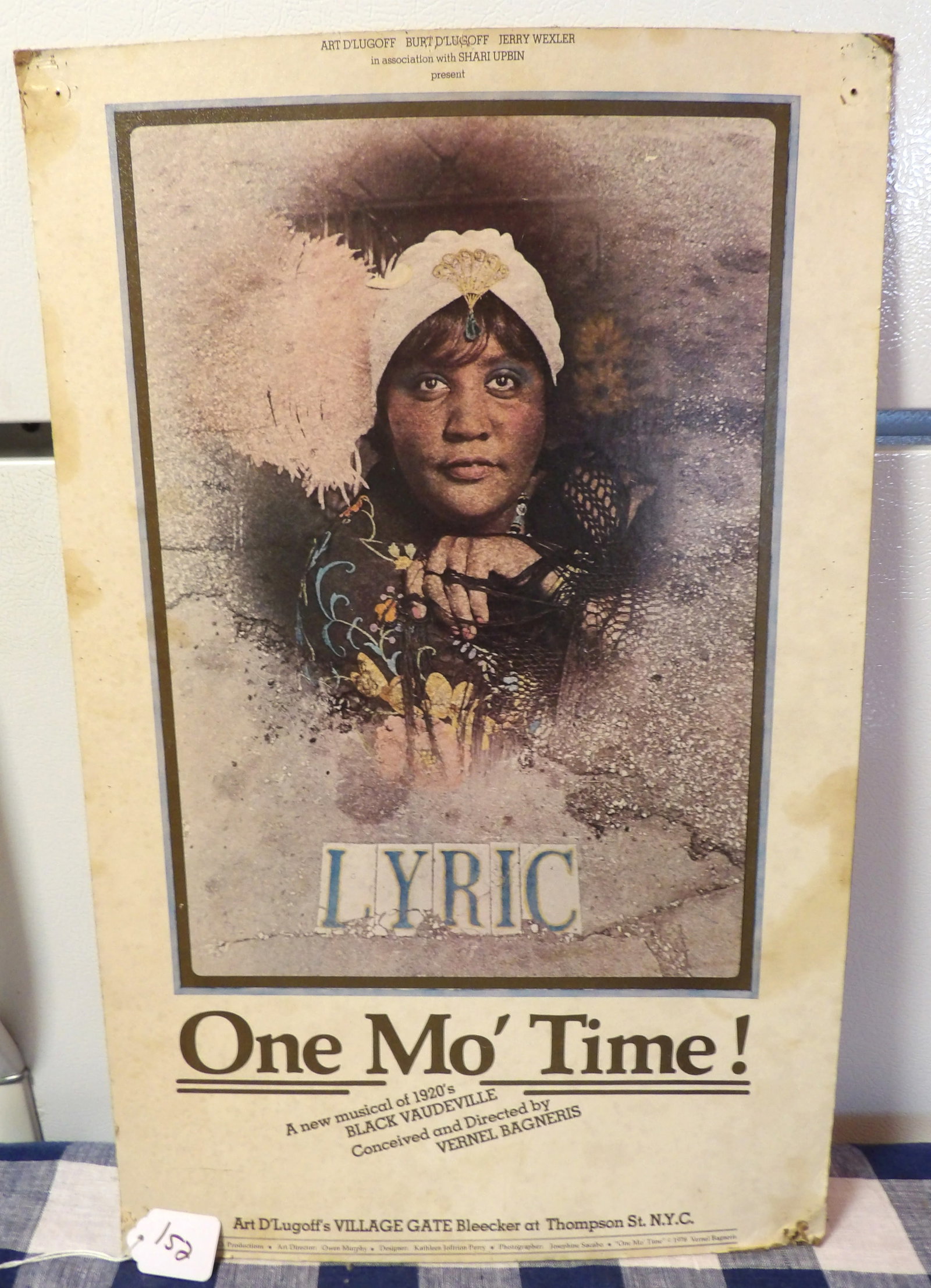 One Mo Time Black Vaudeville Poster 1979: Advertising poster for "One Mo Time", a hit musical revue created by Vernel Bagneris in 1979. Measures 22" x 14"