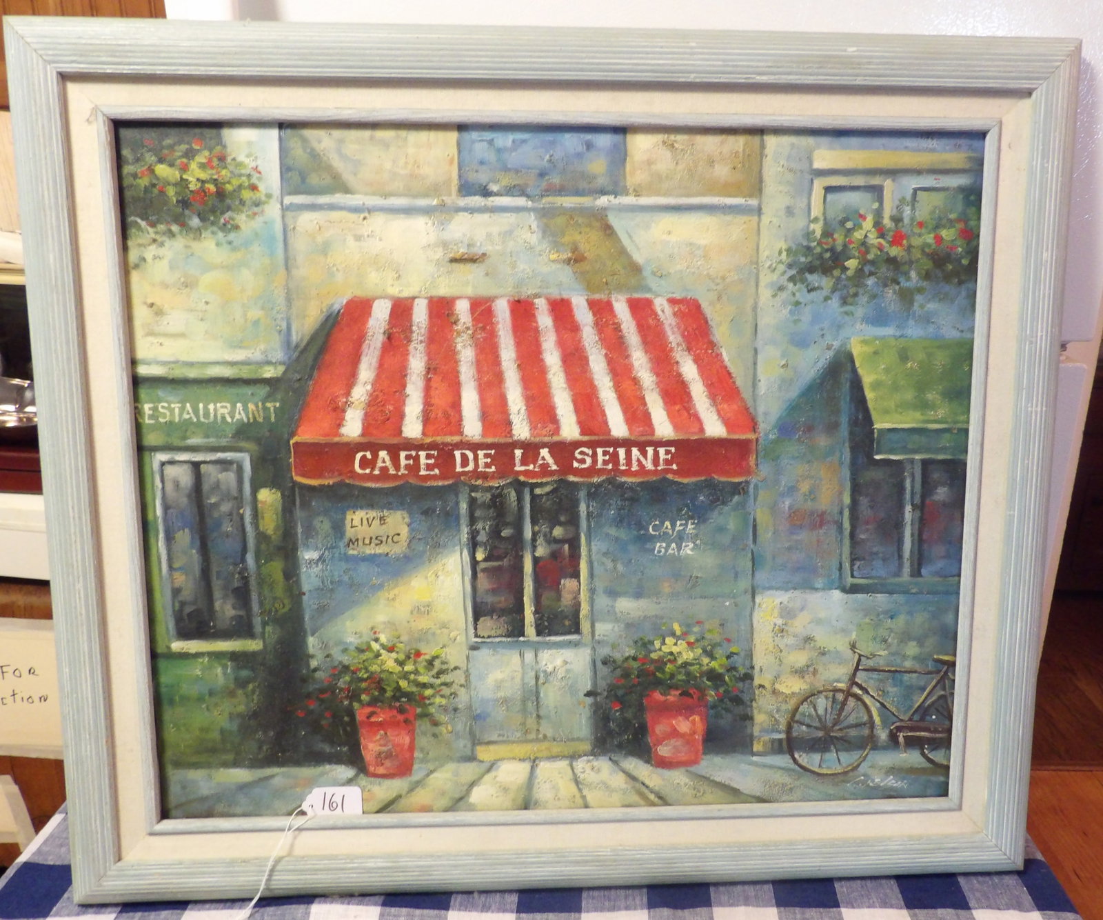 French-Style Cafe Painting: This French-Style Cafe Painting is signed by the artist and measures 25" x 29" - NO SHIPPING ON THIS ITEM - PICK UP ONLY