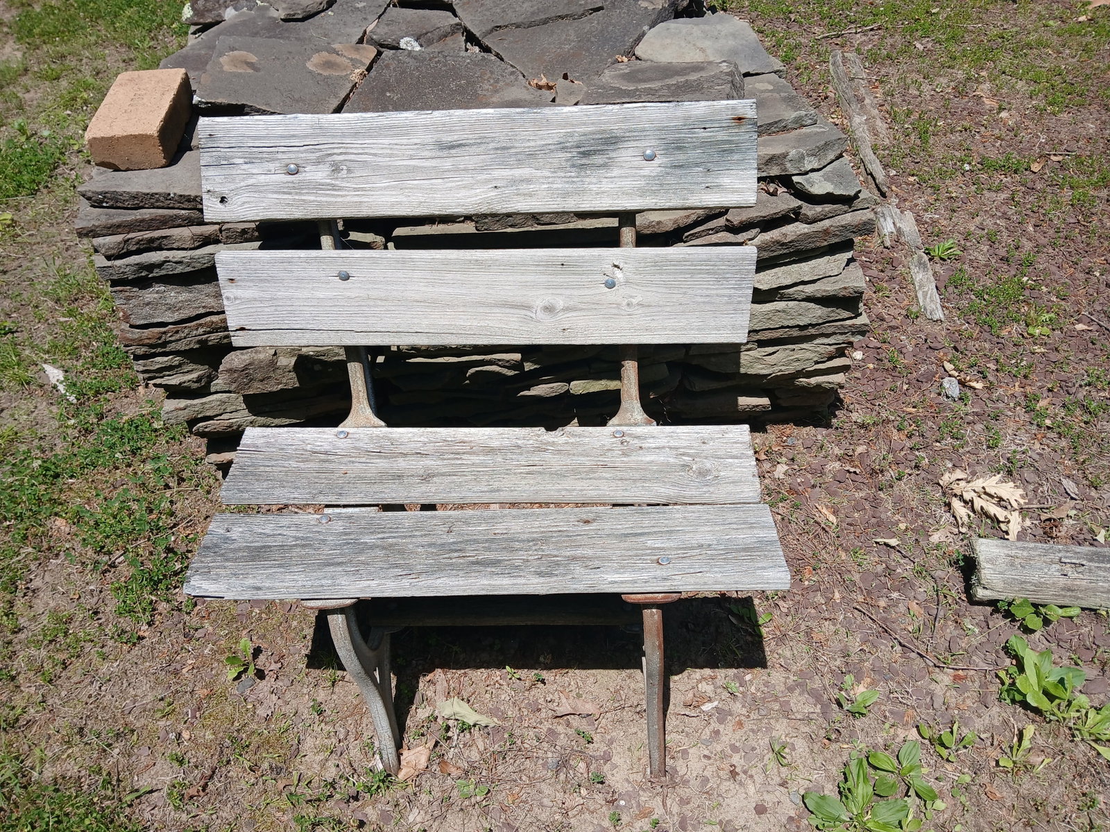 "Property of Atlantic City" Outdoor Bench: This outdoor bench (wood w/ metal frame) is inscribed "Property of Atlantic City". NO SHIPPING ON THIS ITEM - PICK UP ONLY