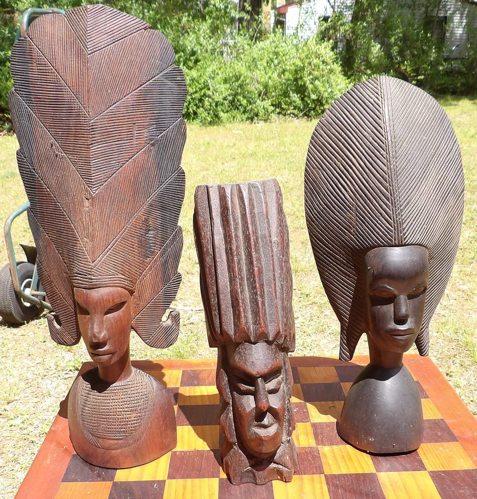 Hand Carved African Busts (3) (1 of 1)
