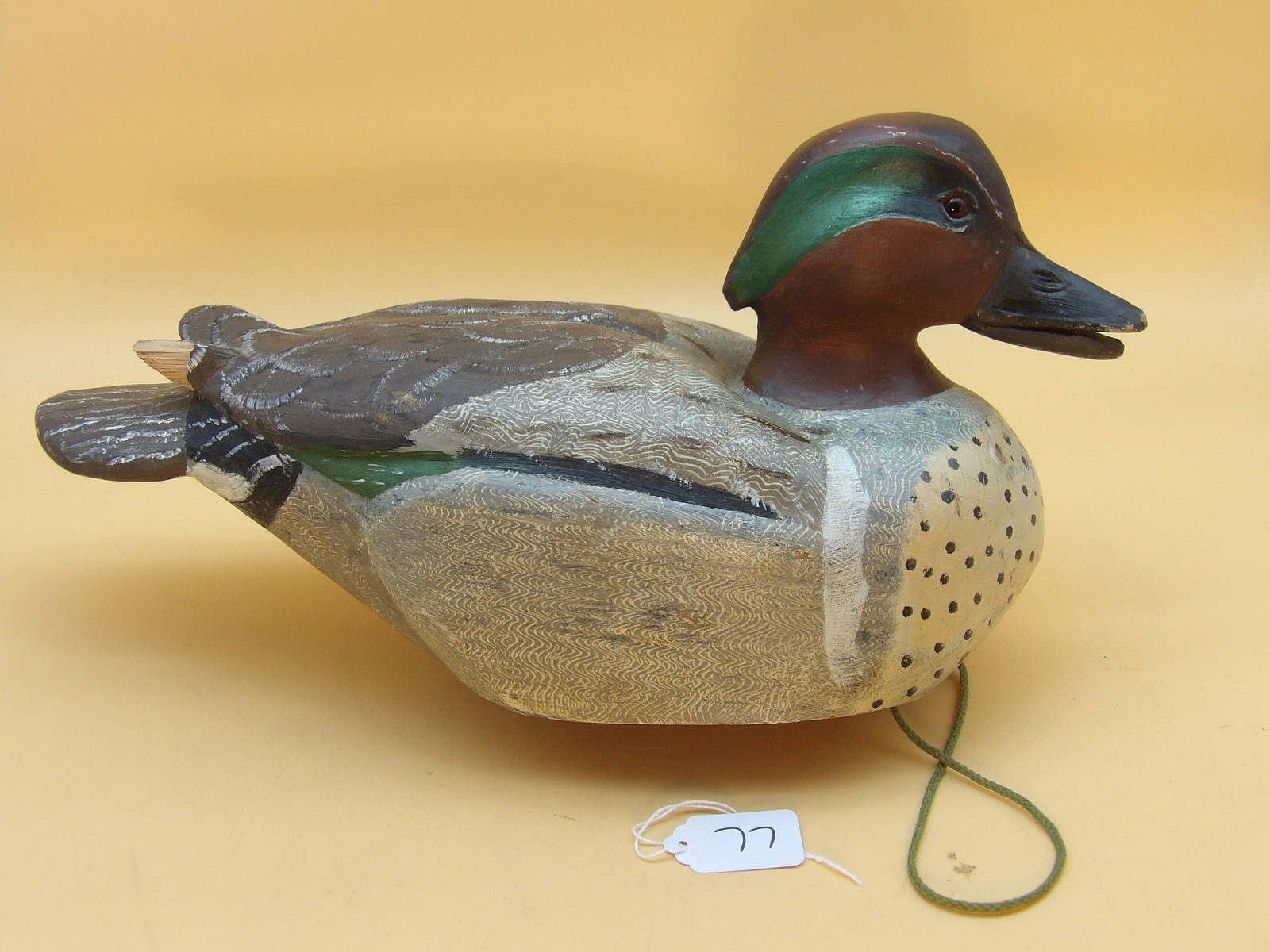 "Green Winged Teal" Wood Carved Metzger Duck Decoy (1 of 4)
