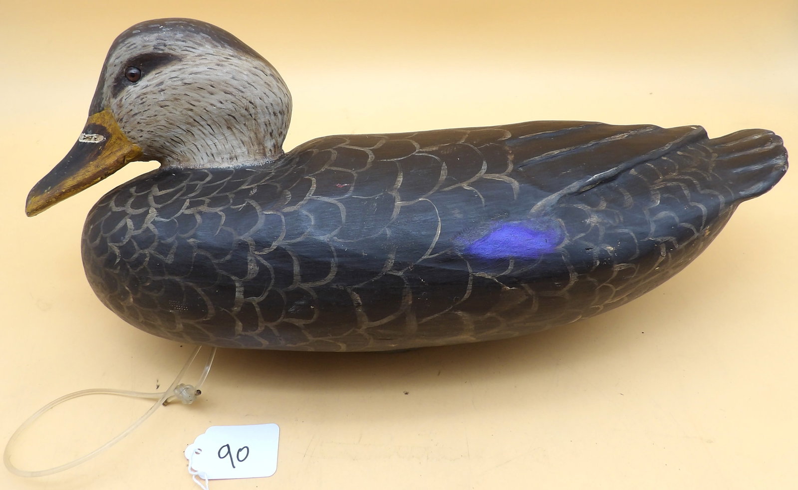 "Black Duck" Wood Carved Metzger Duck Decoy (1 of 4)
